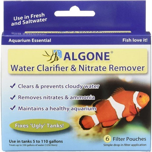 ALGONE AQUARIUM WATER CLARIFIER AND NITRATE REMOVER , 6 FILTER POUCHES
