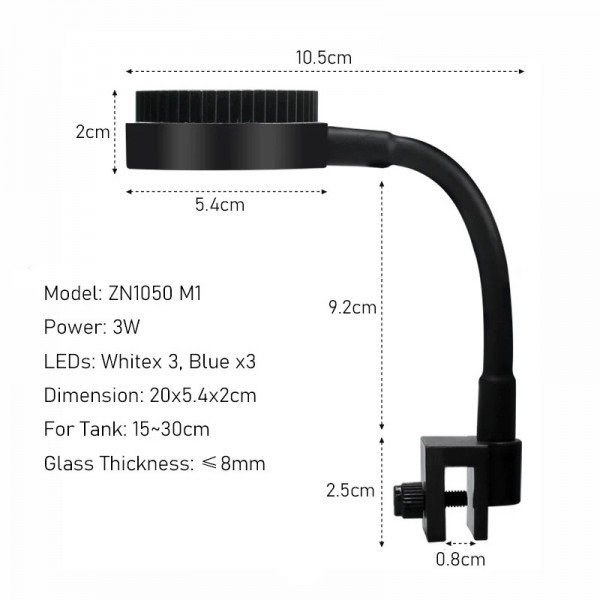ZETLIGHT M1 MINI TANK ADJUSTABLE LED 3W